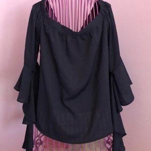 Royal blue off the shoulder blouse